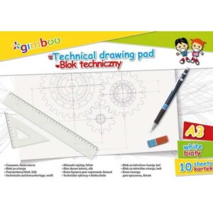 Blok techniczny GIMBOO, A3, 10 kart., 150gsm, biały