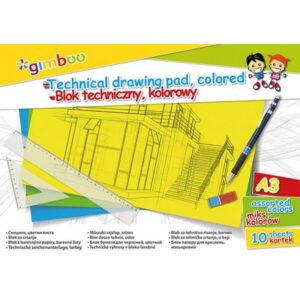 Blok techniczny GIMBOO, A3, 10 kart., 150gsm, mix kolorów