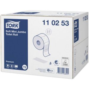 Papier toal. w mini jumbo roli Tork Premium, biały T2 9,7x20cm - 170m - 850 listków - Makulatura, 110253