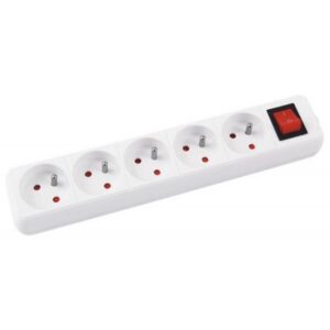 Przedłużacz OFFICE PRODUCTS, 5 gniazd, 5m, z uziemieniem i wyłącznikiem, biały
