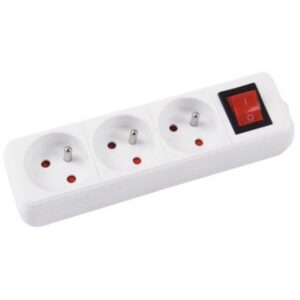 Przedłużacz OFFICE PRODUCTS, 3 gniazda, 3m, z uziemieniem i wyłącznikiem, biały