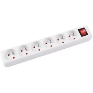 Przedłużacz OFFICE PRODUCTS, 6 gniazd, 5m, z uziemieniem i wyłącznikiem, biały
