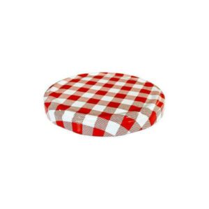 Nakrętka metal fi82 słoik, kratka czerwona, z klikiem op.40szt. (k/18)