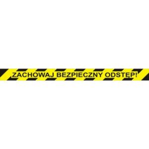 Naklejka podłogowa OFFICE PRODUCTS, zachowaj bezpieczny odstęp, 103x10cm, żółta op. 1 szt.