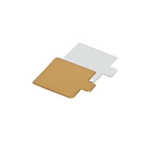 Złoty krążek pod tort prostokątny 7x7cm op.200szt. 730g monoporcja