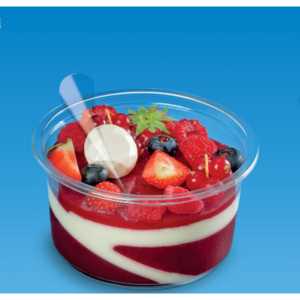 Pojemnik okrągły fi115 bezbarwny- zupa, sałatka, surówka, gorący sos 300ml op. 50 sztuk
