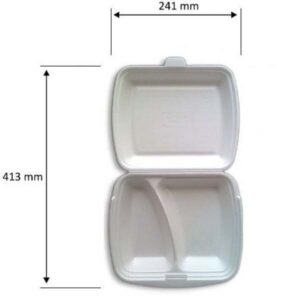 Pojemnik obiadowy styropianowy (menubox) II-dzielny, producent Pack Klaipėda, cena za 125szt