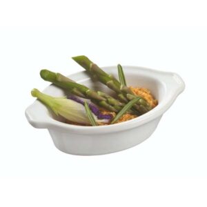 Finger food porcelana pucharek owalny brytfanna 88x53mm biały, op.12szt. (k/12)