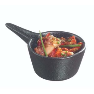 Finger food porcelana pucharek okrągły z uchwytem 93x56mm czarny, op.12szt. (k/12)