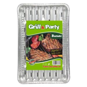 GRILL & PARTY - tacki aluminiowe duże, prostokątne op. 3 sztuki