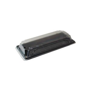Pojemnik SUSHI na wynos 22x9cm czarny spód + krystaliczna pokrywka ANTIFOG kpl 50 sztuk