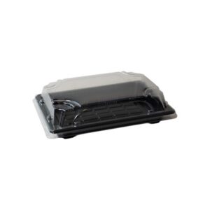 Pojemnik SUSHI na wynos 16,5x11,5cm czarny spód + krystaliczna pokrywka ANTIFOG kpl 50 sztuk