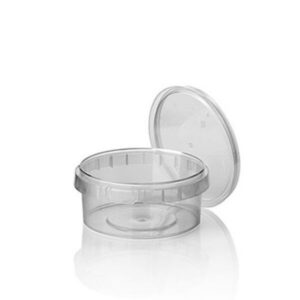 Pojemniki PP 300 ml z plombą komplet z pokrywką śr.11,8 h 5,1 cm op. 50 sztuk