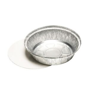 Foremka aluminiowa okrągła 1000ml z pokrywką tektura + PE, fi 22,9cm, cena za opakowanie 25szt.