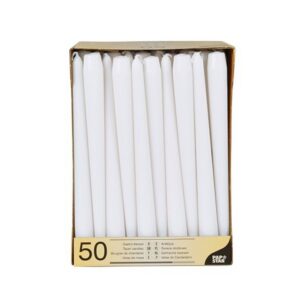 Świece stożkowe 25 cm białe średnic 2,2 cm op. 50 sztuk