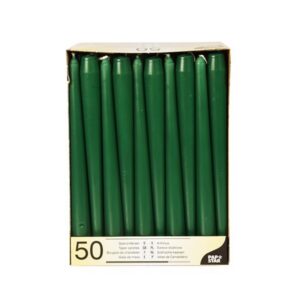 Świece stożkowe 25 cm ciemna zieleń średnica 2,2 cm op. 50 sztuk