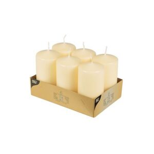 Świece pieńkowe 11,5 cm kremowe średnica 6 cm op. 6 sztuk