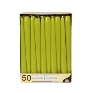 Świece stożkowe 25cm oliwkowe średnica 2,2cm op. 50 sztuk