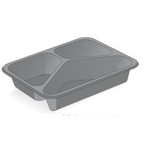 Pojemnik obiadowy do zgrzewu D-9410, 3-dzielny, czarny, 227x178x33, cena za op. 40 sztuk WIELORAZOWE